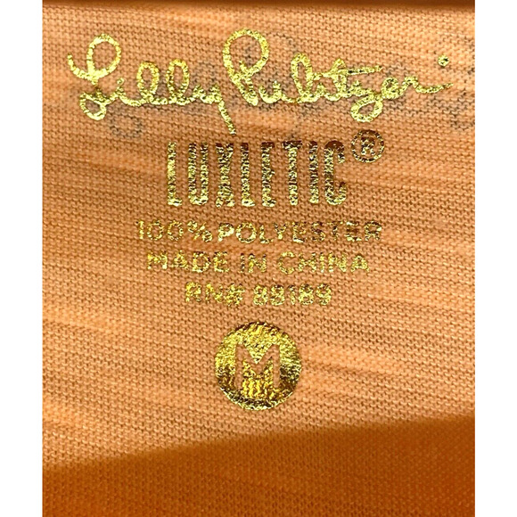 Lilly Pulitzer Shirt Womens Medium Orange Brodie Top Luxletic Melon Glow V Neck - Picture 3 of 11